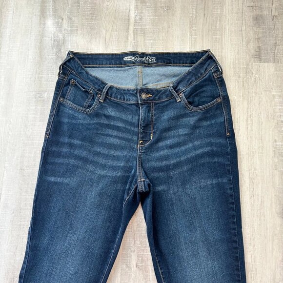 Old Navy Rockstar Jeans Women’s 16 Dark Wash Skinny Mid Rise Ankle Zip Stretch - Picture 3 of 10